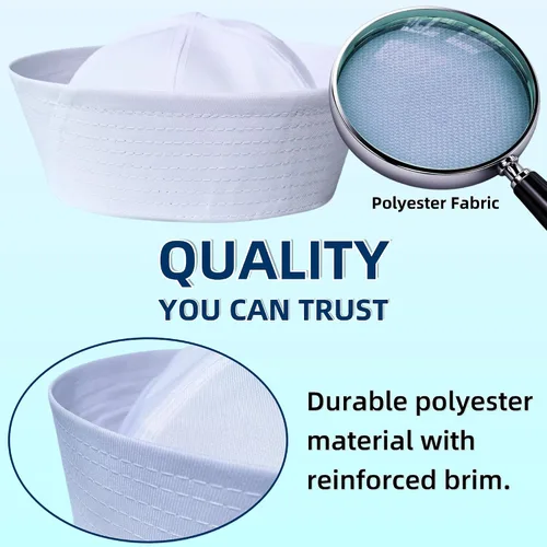 Vista 4 de Sombrero de marinero blanco de Estados Unidos, sombreros de color azul marino para hombres, sombreros de fiesta divertidos, sombrero de yate