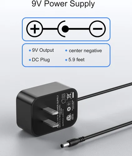 Vista 4 de WUKUR Adaptador de CA de 9 V AD-5 compatible con cable de alimentación de teclado Casio compatible con teclado Casio AD-5 AD-5MU CTK-2100 CTK-800