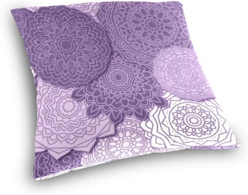 Vista 3 de Kigai Funda de cojín cuadrada decorativa de estilo bohemio con mandala morada de 18 x 18 pulgadas, para sofá, dormitorio, hogar