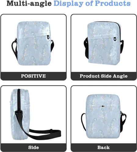 Vista 5 de cute messenger bag Elegant Lilies Flowers Blue Shoulder Bag Adjustable Strap for work work bolso cruzado para mujer
