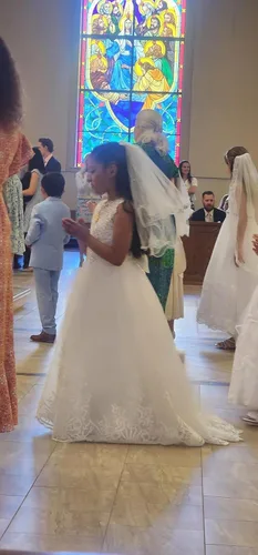 Vista 5 de Velos de tul de dos capas para la primera comunión con corona de tiara para boda, fiesta de graduación