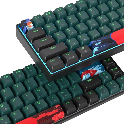 Vista 2 de Teclado para juegos al 60%, teclado mecánico con cable, teclado compacto de 68 teclas con interruptor rojo retroiluminado LED, NKRO para Win PC