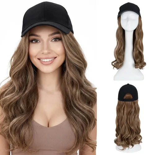 Vista 11 de SEGO - Gorra de béisbol con extensiones de cabello para mujer, resistente al calor, sintético, 6 pulgadas, ajustable, corta, recta, peluca