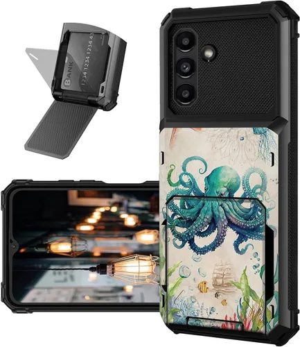 Vista 12 de Funda tipo cartera para Samsung Galaxy A54 5G con ranura para tarjetero, funda con tapa híbrida de doble capa, resistente, a prueba de golpes, funda