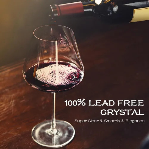 Vista 4 de Chouggo Juego de 2 copas de vino supergrandes de 28 onzas, cristal soplado a mano para vino tinto o vino blanco Burgundy, hechas a mano por