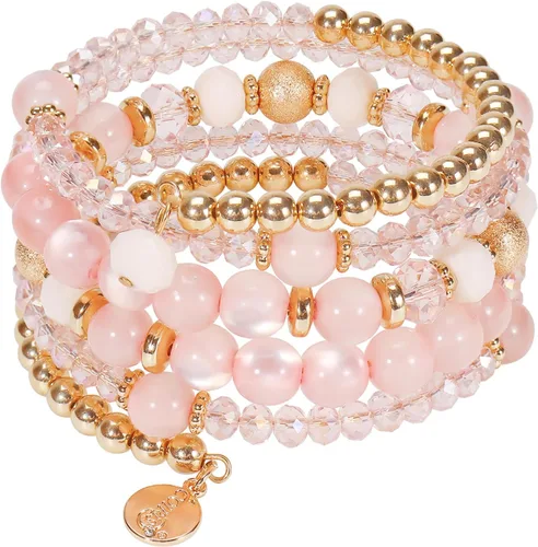 Vista 12 de Coiris Pulsera de cuentas amarillas de múltiples capas, pulsera ajustable para mujer BR1202