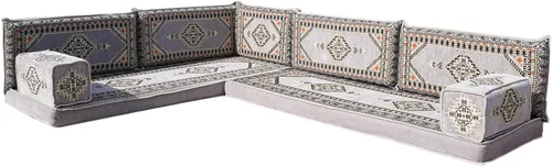 Vista 22 de arabicsofa Asiento de suelo oriental gris - Juego de cojines modulares hechos a mano para sala de estar