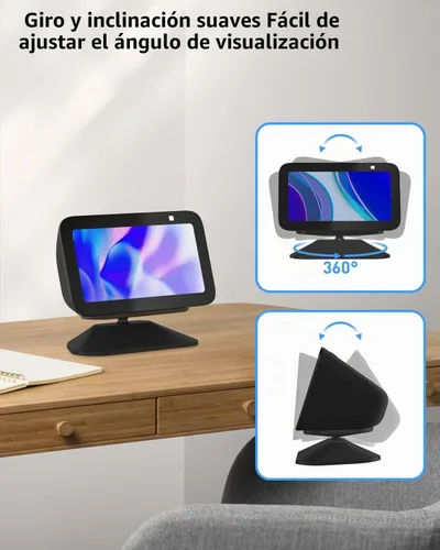 Vista 2 de Maxonar Soporte para Echo Show 5 (3ª generación), soporte giratorio de inclinación ajustable, base antideslizante, magnético fuerte, compatible