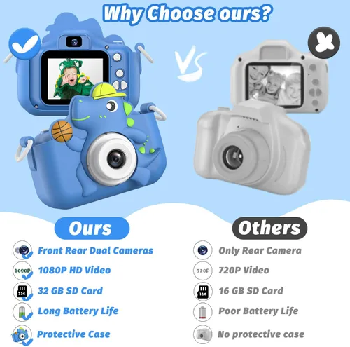 Vista 7 de Juguete de cámara para niños, masterbee para niños de 3 a 12 años, regalos de Navidad/cumpleaños para niñas, video HD 1080P, regalo para niñas de 3