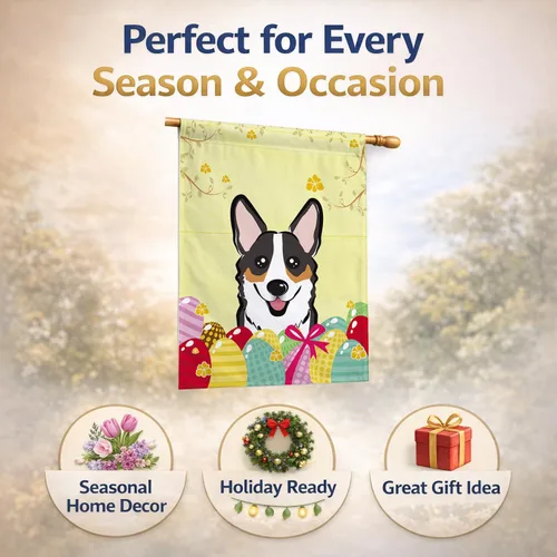 Vista 726 de Caroline's Treasures BB1923GF Bandera decorativa para jardín con diseño de Border Collie, para caza de huevos de Pascua, para jardín, jardín, patio