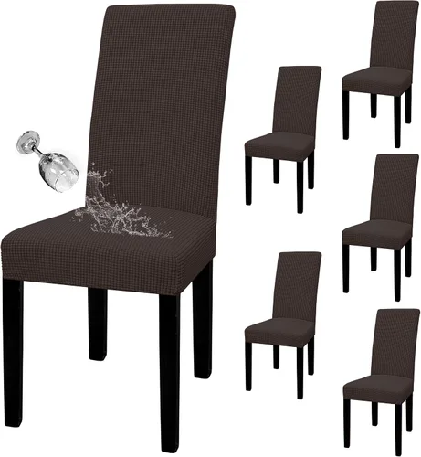 Vista 10 de Easy-Going - Juego de 2 fundas para sillas de comedor 100% impermeables, de tela Jacquard elástica, fundas protectoras removibles y lavables