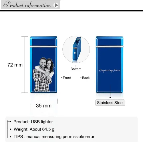 Vista 2 de Encendedor de fotos Zippo personalizado con imagen, encendedor de fotos personalizado para hombres, encendedor de puros, encendedor electrónico