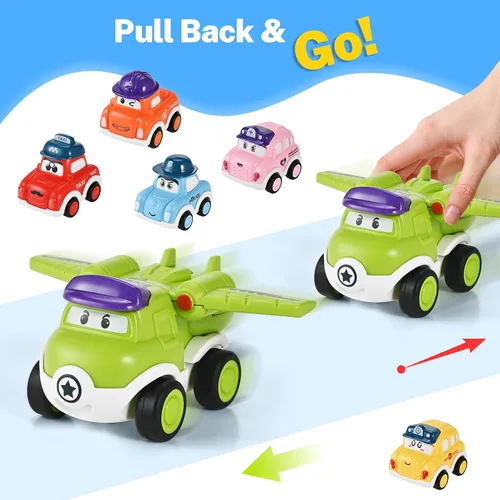 Vista 4 de Goldge Juguetes Montessori 2 en 1 para niños de 1 año - Juego de pesca para niños pequeños con tazas apilables y autos abatibles, juguete
