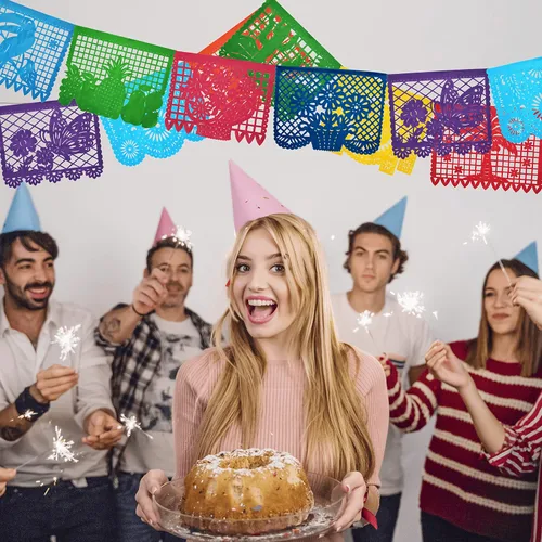 Vista 8 de 4 pancartas grandes de plástico para fiestas mexicanas, pancarta de plástico para fiesta, fiesta mexicana, carteles colgantes de Cino de Mayo