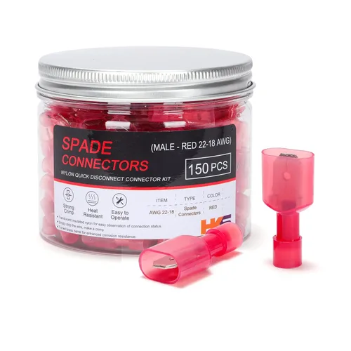 Vista 8 de HKS 150 Piezas Conectores de Desconexión Rápida de Espada Hembra de Nylon - Azul 16-14 AWG Kit de Conectores de Cable Eléctrico - Cobre Estañado