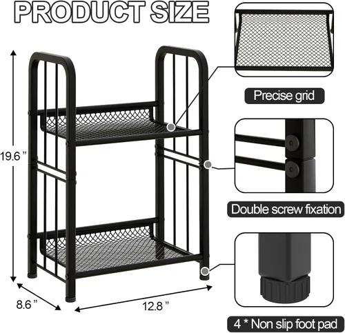 Vista 3 de Estantería de almacenamiento con estante, estuche independiente para sala de estar, dormitorio, cocina, resistente al óxido, fácil de montar