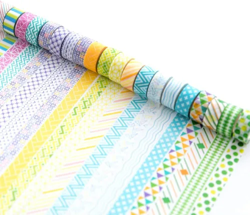 Vista 3 de YUBBAEX - Juego de 24 rollos de cinta Washi - Cintas adhesivas decorativas básicas y delgadas para manualidades, bricolaje, diarios, planificadores