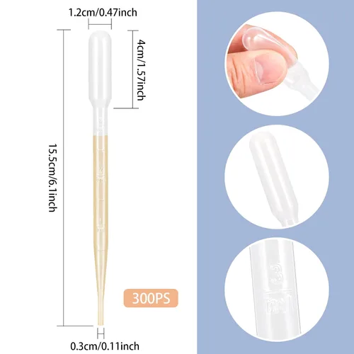 Vista 2 de YSSHUI 300 pipetas de transferencia de plástico desechables de 0.1 fl oz