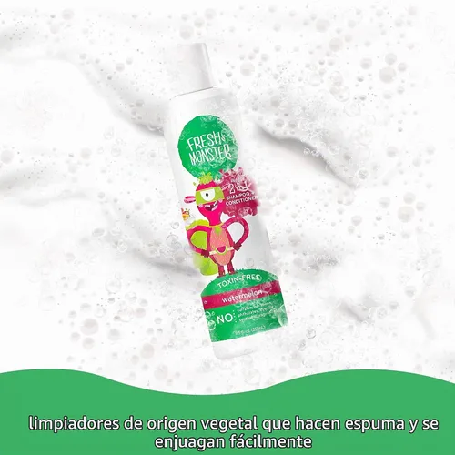 Vista 6 de Fresh Monster Champú y Acondicionador 2 en 1 para niños, Sandía