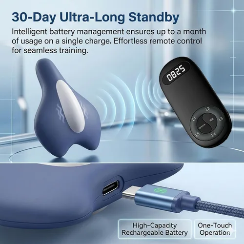 Vista 5 de Entrenador muscular de suelo pélvico para mujeres y hombres con 5 engranajes de intensidad Dispositivo ejercitador Kegel de control remoto