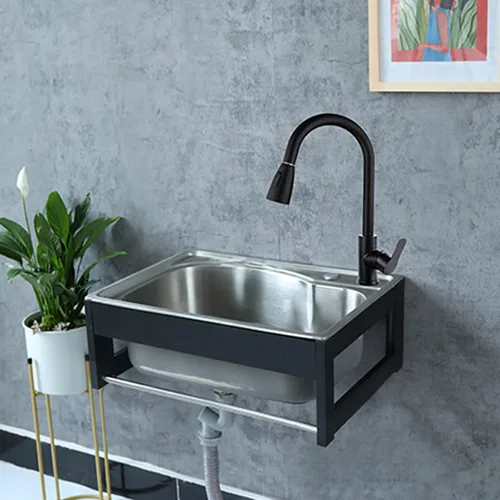 Vista 2 de Fregadero utilitario, fregadero de cocina de un solo tazón, fregadero de acero inoxidable montado en la pared, montaje en pared de acero inoxidable