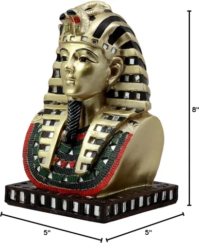 Vista 9 de Ebros - Máscara de faraón egipcio antiguo del rey TUT Estatua dorada Tutankamón Busto Figurilla