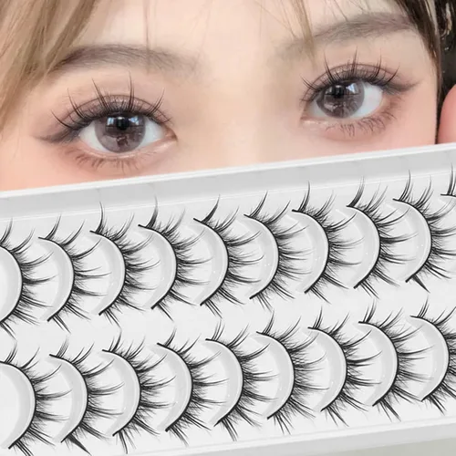 Vista 20 de Pestañas postizas de visón 3D, pestañas postizas naturales y finas, 0.59 pulgadas, pestañas largas y esponjosas, herramientas de maquillaje de ojos