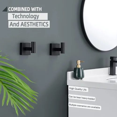 Vista 8 de KOKOSIRI Toalleros dobles de 32 pulgadas, toalleros de baño, ganchos para toallas de baño, 2 unidades, color negro mate B5005BK-L32+B1013BK-P2