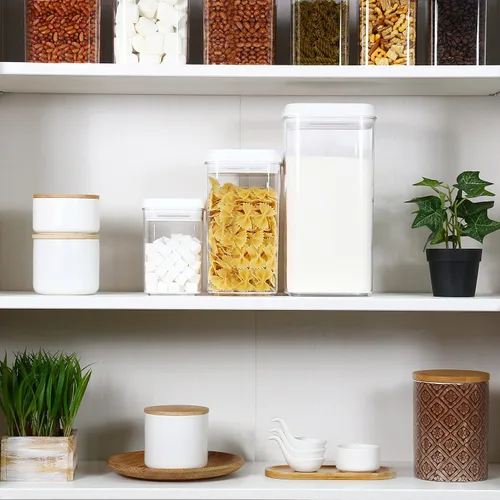 Vista 2 de Felli Flip Tite - Recipiente de almacenamiento de alimentos acrílico con tapa, 6 pulgadas, XL, con sello de anillo hermético y cierre abatible