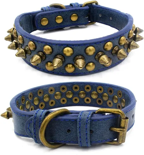 Vista 7 de Collares de piel sintética ajustable con remaches y tachuelas de hongos para gatos, cachorros, perros