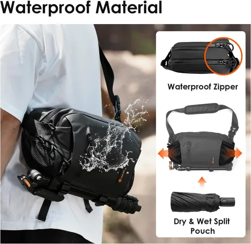 Vista 4 de TARION Bolsa Bandolera para Cámara Exterior - Estuche Mensajero Compacto de 5.5L para Sin Espejo - Bolsillo Expandible con Cordón Húmedo/Seco