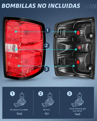 Vista 3 de Ensamble de luz trasera Nilight Compatible con Chevy Silverado 1500 2014 2015 2016 2017 2018 2019, 2500 HD 3500 HD, GMC Sierra 3500HD 2015-2019, Par