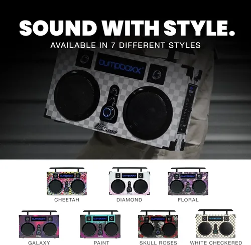 Vista 6 de Bumpboxx Ultra Plus Retro Boombox con altavoces Bluetooth, Boombox de la vieja escuela hasta 12 horas de reproducción y emparejamiento estéreo TWS