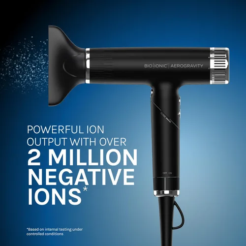 Vista 14 de Bio Ionic AeroGravity - Secador de pelo Featherlight, mango plegable, reduce el encrespamiento y la estática, compacto, ultra ligero, doble voltaje