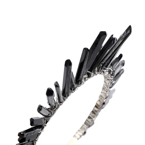 Vista 7 de HAIMEIKANG Diadema de corona de cuarzo de cristal crudo, hecha a mano, tiara de piedra natural, diadema para mujer, boda y fiestas, Vidrio