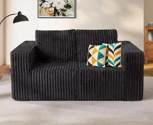 Vista 30 de Hobestluk Sofá seccional modular de sofá deshuesado de 105 pulgadas para 2-Gris