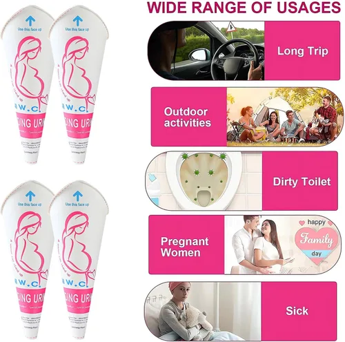 Vista 6 de JIURUN 30 unidades/50 unidades dispositivo desechable de orinación femenina, embudo portátil para orinar de pie desechable para mujeres, embudo