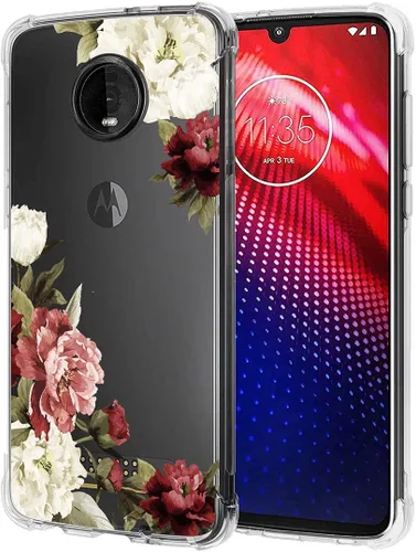 Vista 4 de Funda para Moto Z4/Moto Z4 Play, TPU transparente a prueba de golpes, funda protectora transparente suave y ligera para Motorola Moto Z4 Blossom