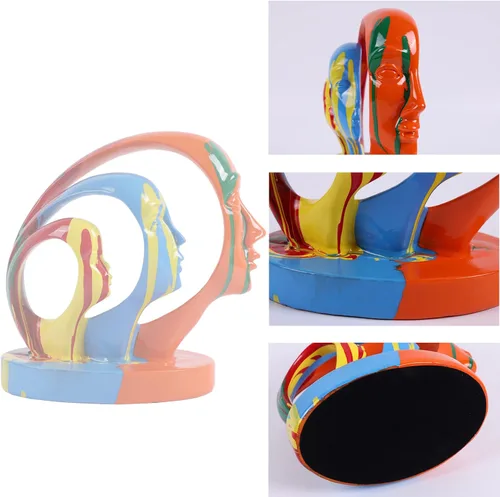 Vista 5 de Estatuas y esculturas abstractas, esculturas modernas minimalistas creativas de arte facial para sala de estar, mesa de comedor, oficina en casa