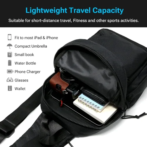 Vista 7 de WESTEND Mochila cruzada con correa ajustable para hombres y mujeres
