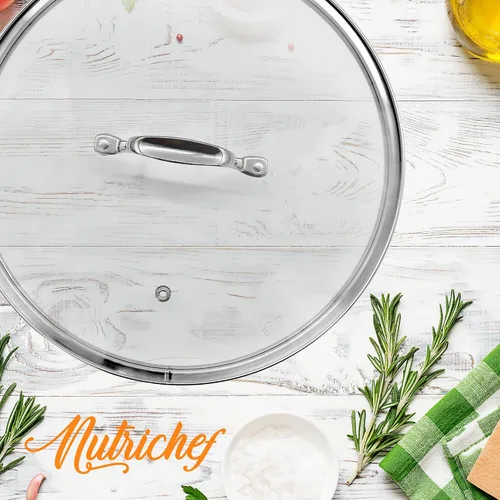Vista 5 de NutriChef Tapa de olla de cocina para utensilios de cocina, tapas de vidrio templado transparente, funciona con el modelo: NCSP8, resistente a