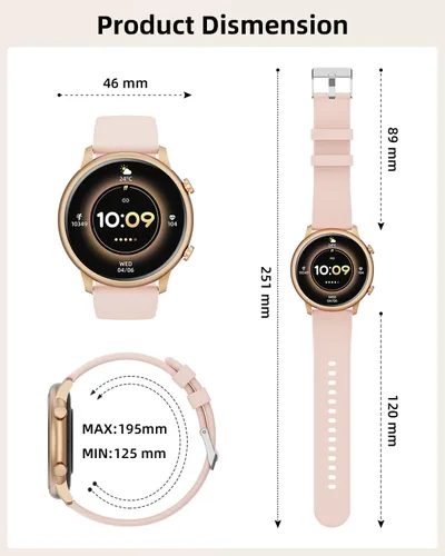 Vista 7 de Hwagol Relojes Inteligentes para Mujeres Compatible con Teléfonos Android e iPhone (Llamada Bluetooth), Rastreador de Fitness Redondo de 1.39