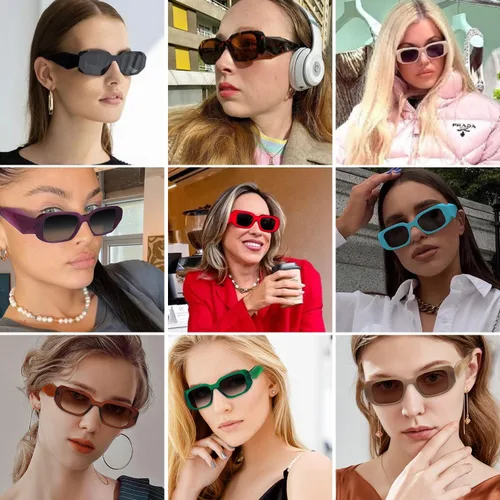 Vista 2 de Gafas de sol Mujer Cuadrado Hombres Moda Mostrar Sombras Retro Moda Moda Vogue Protección UV