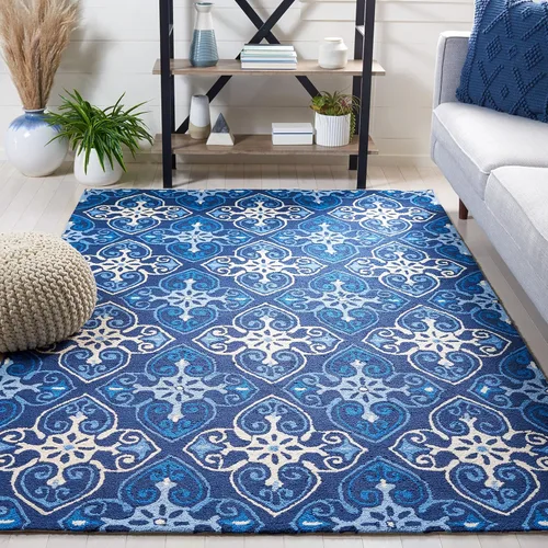 Vista 9 de SAFAVIEH Four Seasons Collection FRS232A - Alfombra de pasillo floral enganchada a mano, 2 pies 3 pulgadas x 8 pies, color azul marino/marfil