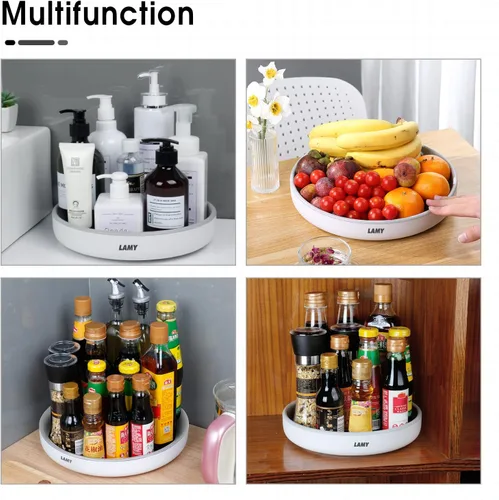 Vista 4 de LAMY Lazy Susan Organizador, paquete de 2 platos giratorios Lazy Susan de 10 pulgadas para gabinete, refrigerador, mesa de comedor y mesa