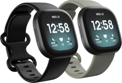 Vista 9 de Paquete de 2 bandas impermeables compatibles con Fitbit Versa 3/Fitbit Versa 4/Fitbit Sense/Sense 2, pulseras deportivas clásicas de repuesto suaves