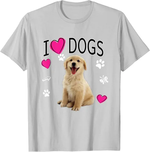 Vista 45 de Camiseta I Love Dogs - Camiseta Golden Labrador retriever, Azul Negro