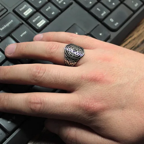 Vista 4 de mysilverworld Anillo de plata de ley 925 maciza con sello de Solomon para hombre