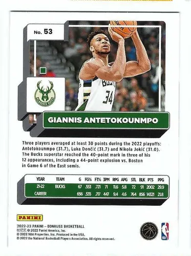 Vista 2 de GIANNIS ANTETOKOUNMPO 2022-23 Panini Donruss #53 PRESS PROOF SILVER PARALLEL Card Milwaukee Bucks Basketball