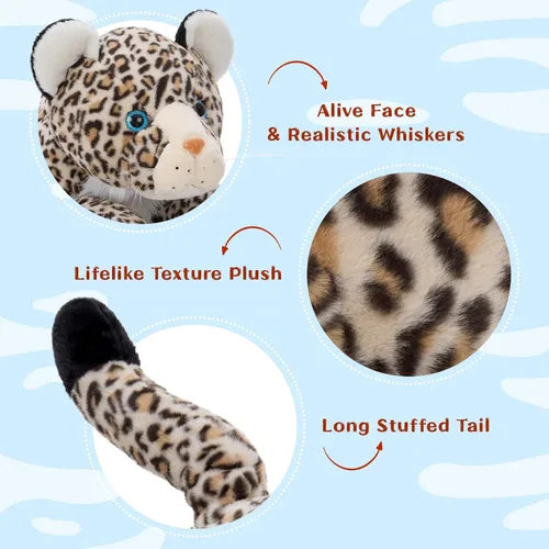 Vista 9 de MorisMos Animal de Peluche Gigante Guepardo Almohada de Felpa 4 pies, 47" Juguete de Felpa de Guepardo Extra Grande para Niños y Adultos, Leopardo